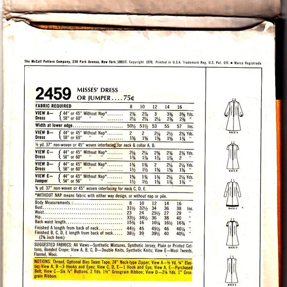 McCalls 2459 Womens Easy to Sew Mini or Midi Dress or Jumper - Picture 3 of 4